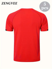 3 Pcs Men's Basic Solid Short Sleeve Comfy T shirt Breathable Tee