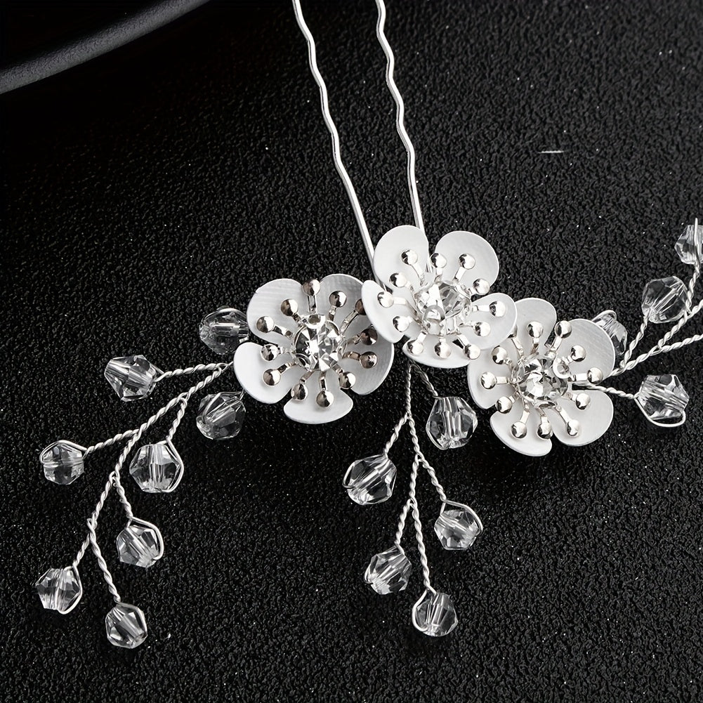Crystal Flower Beaded Hairpin Bridal Wedding Party Favor Decorations