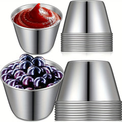 12pcs Stainless Steel Ramekins Saucers Appetizer Plate Cups