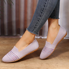 Women's Knit Ballet Flats Comfortable Slip On Shoes Casual Walking Flat