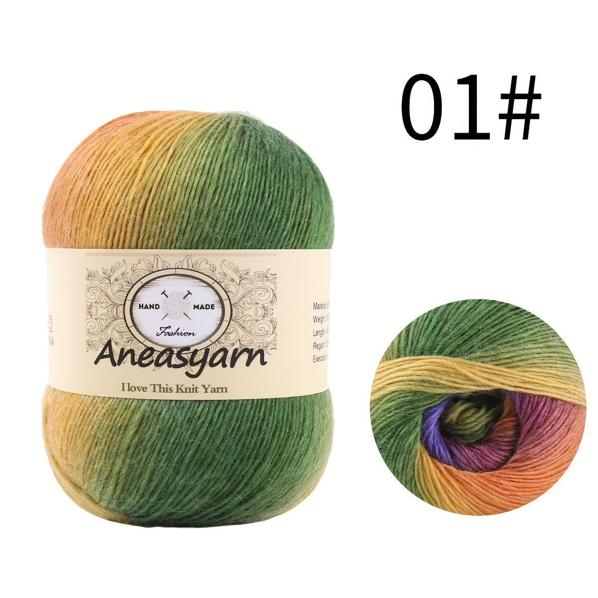 Wool Yarn Rainbow Line for Crochet Knitting 100g