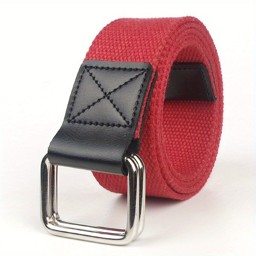 Canvas Belt Men's Wide Double-Ring Buckle Jeans Belt