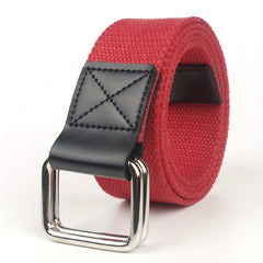Canvas Belt Men's Wide Double-Ring Buckle Jeans Belt