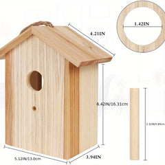 Upgrade Wooden Outdoor Bird House with Suction Cup