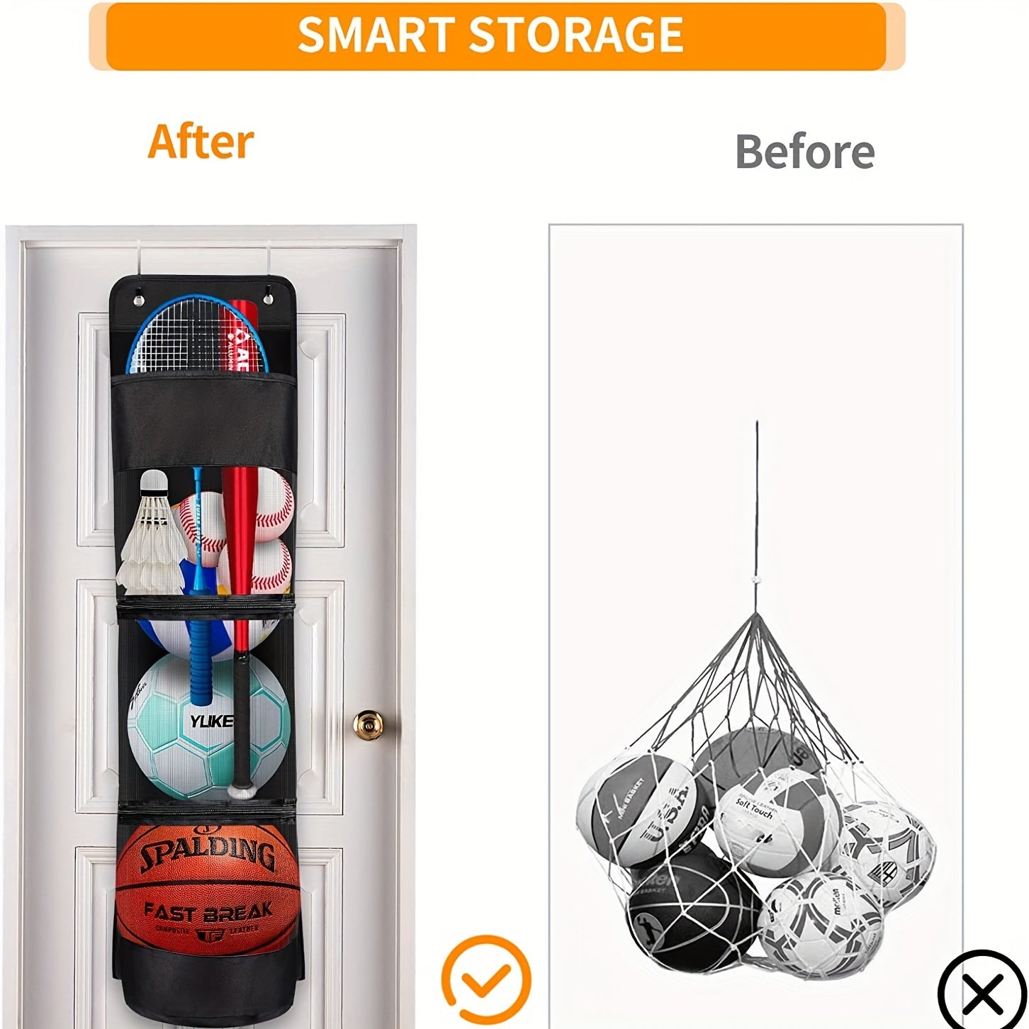 Sports Equipment Storage Bag Hanging Basketball Toy Storage Basket