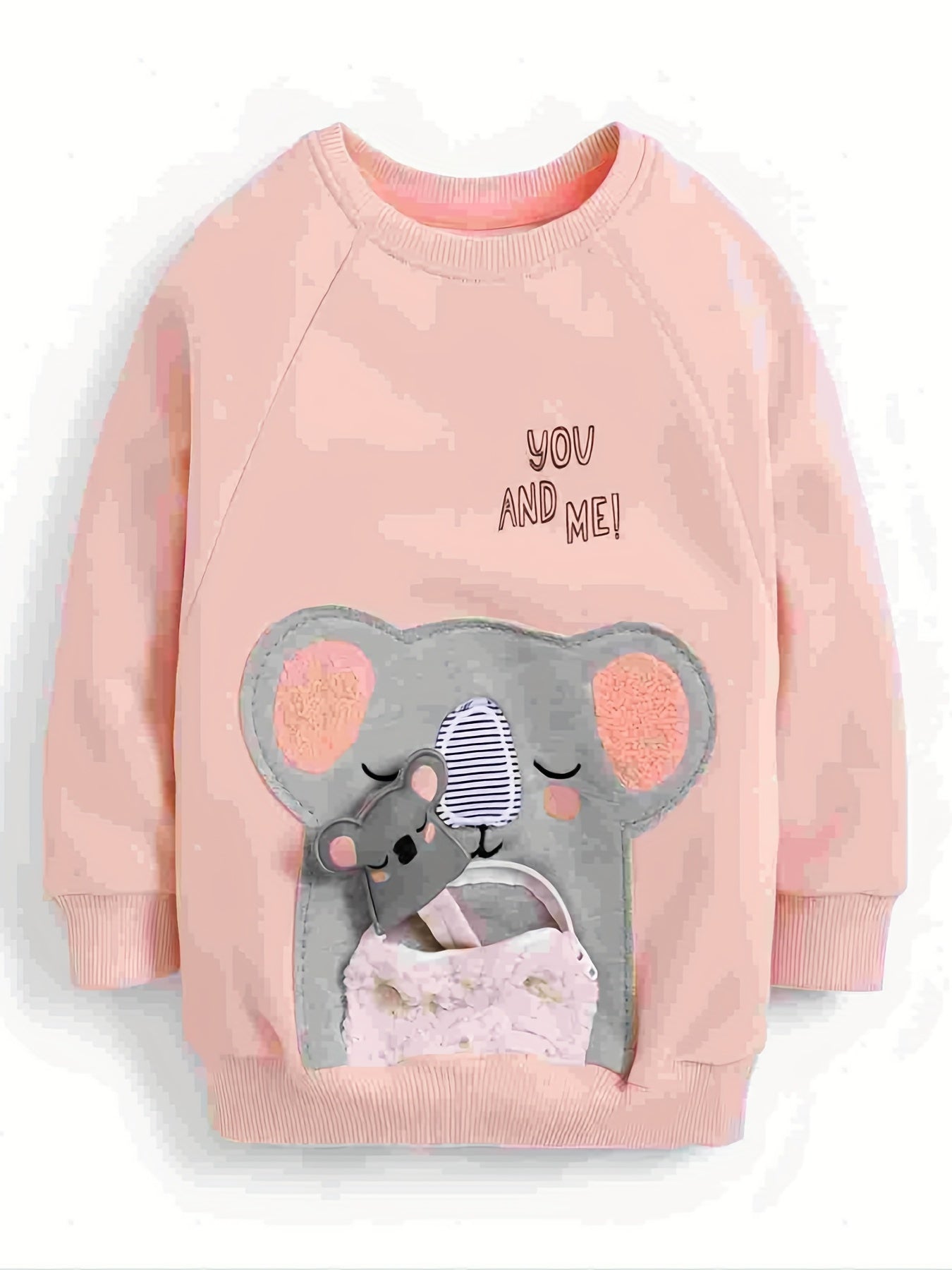 Animal Embroidered Zip Pocket Toddler Girls Sweatshirt