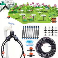 Drip Irrigation Kit for Potted Plants, 19.96m Tubing, 16 Sprinklers
