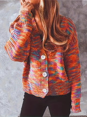 Rainbow Button Cardigan Long Sleeve