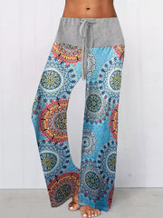 Floral Print Wide Leg Drawstring Pants