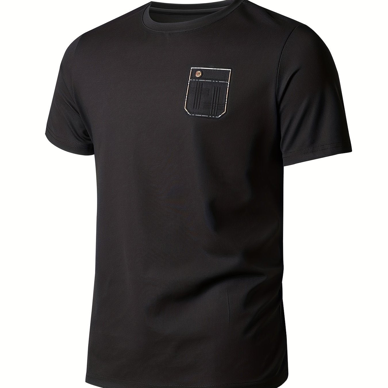 Men's Solid Short Sleeve Crew Neck T-Shirt with Chest Pocket - Fishing