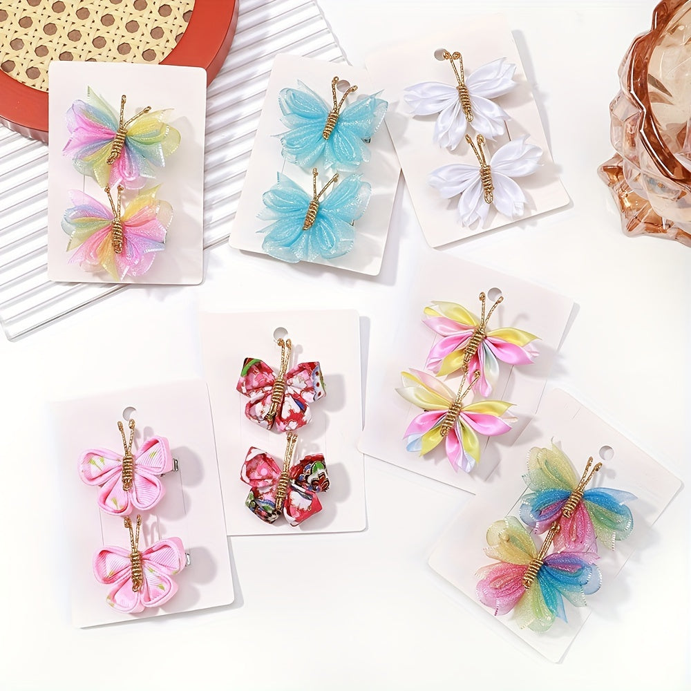 2pcs Butterfly Hair Clips for Baby Girls' Birthday Parties