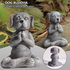 Meditating Dog Statue for Fairy Garden Tranquility Buddha Gift