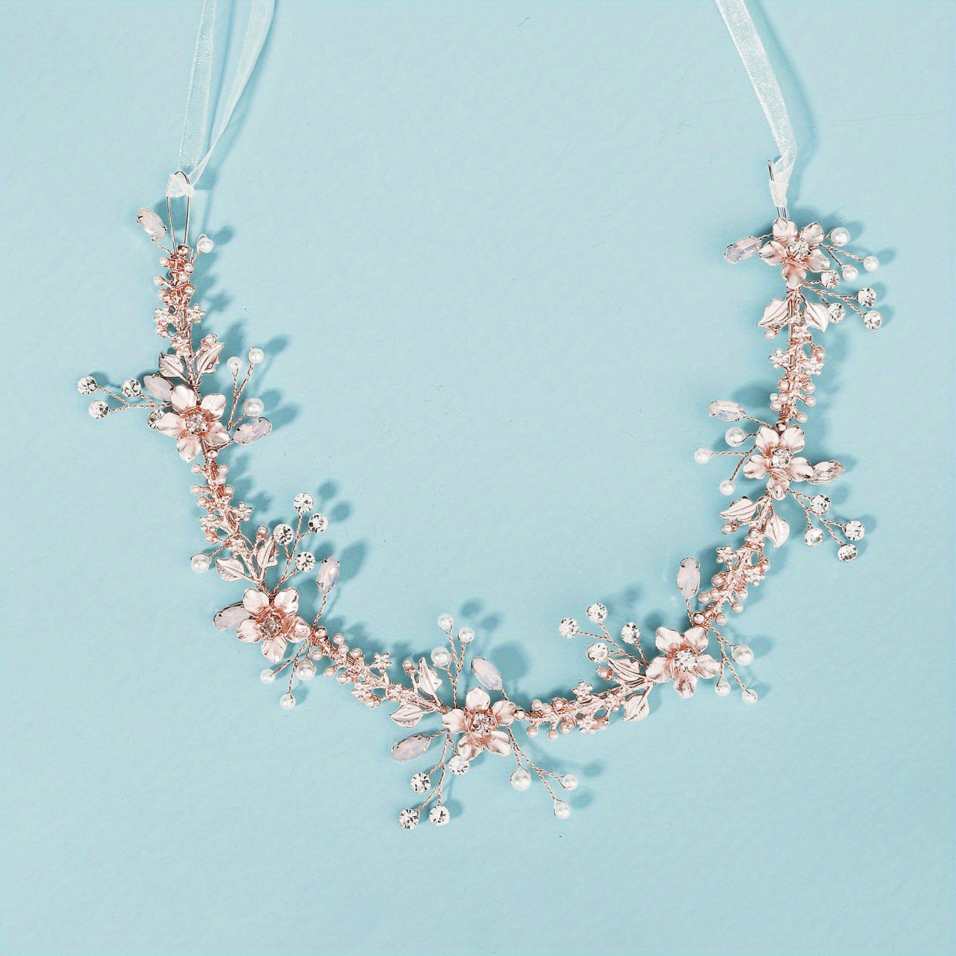 Flower Charm Rhinestone Headband Bridal Wedding Hair Accessory