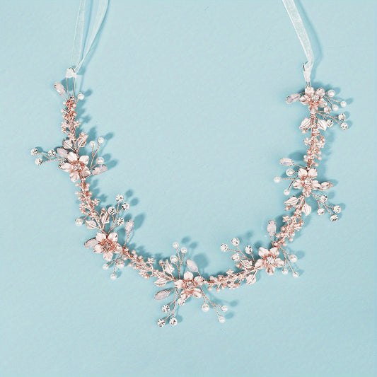 Flower Charm Rhinestone Headband Bridal Wedding Hair Accessory
