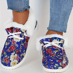 Floral Pattern Non-slip Walking Sneakers Warm Comfort Sport Shoes