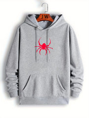 Spider Print Graphic Hoodie Men's Pullover for Halloween