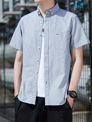 Men's Classic Button Up Shirt With Pocket for Business Occasion