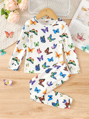 Girls 2pcs Lounge Wear Homewear Long Sleeve Top & Matching Pants Set