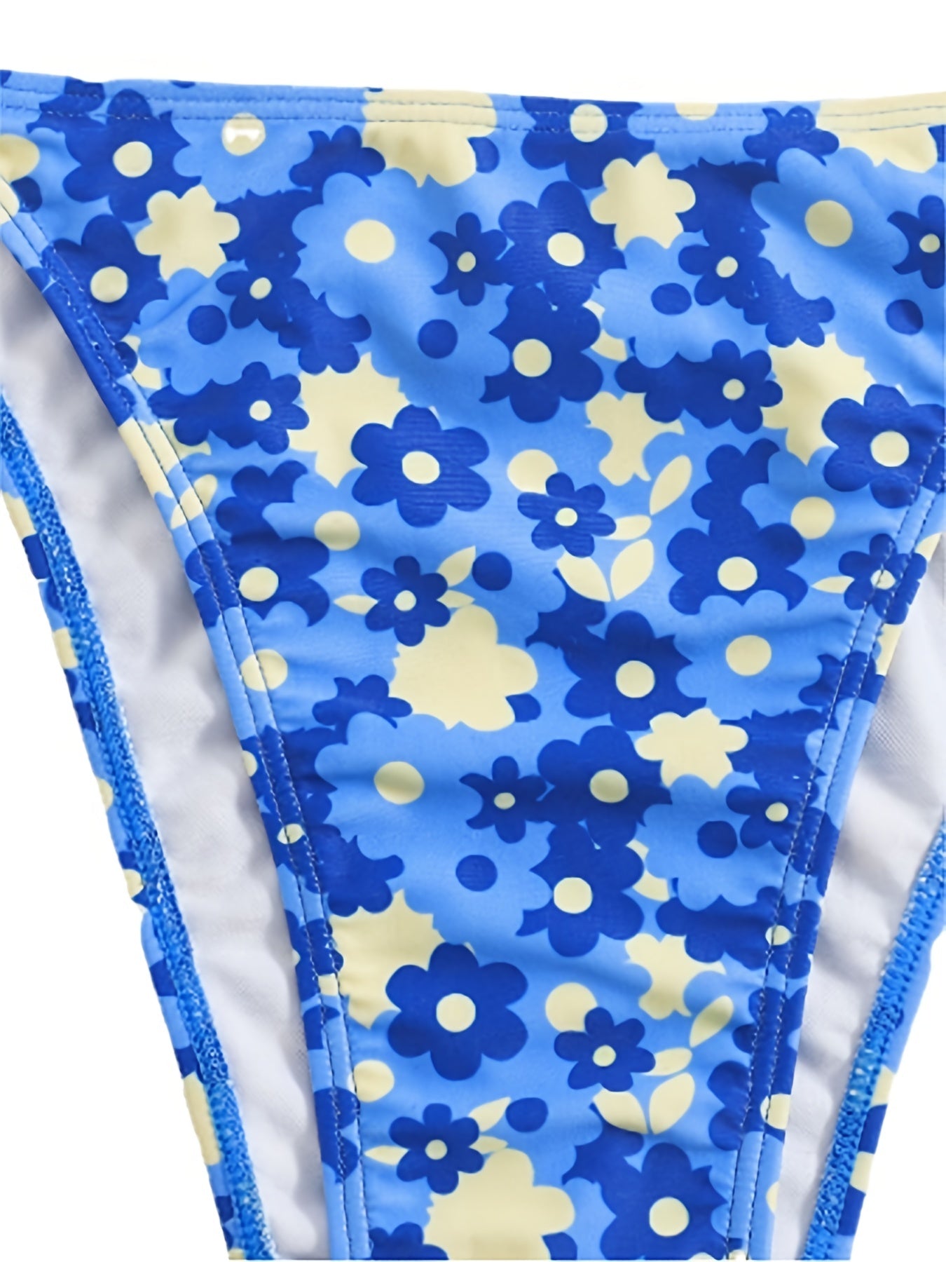 Ditsy Floral Halter Neck Bikini Set Women's High Stretch Swimsuit