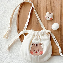 Kids Embroidered Coin Purse Crossbody Wallet for Girls