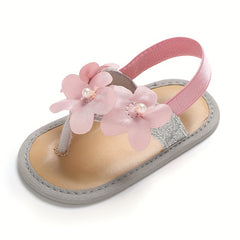 Flower Open Toe Sandals for Baby Girls Lightweight Non-slip Walking Shoes