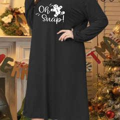 Gingerbread Man Print Long Sleeve Sleep Dress