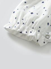 Baby Girls Star Print Suspender Pants & Hat Set