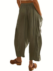 Pleated Pocket Wide Leg Pants for Women