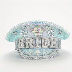 Faux Pearl Bride Hat Sequin Rhinestone Bachelorette Party Captain Caps
