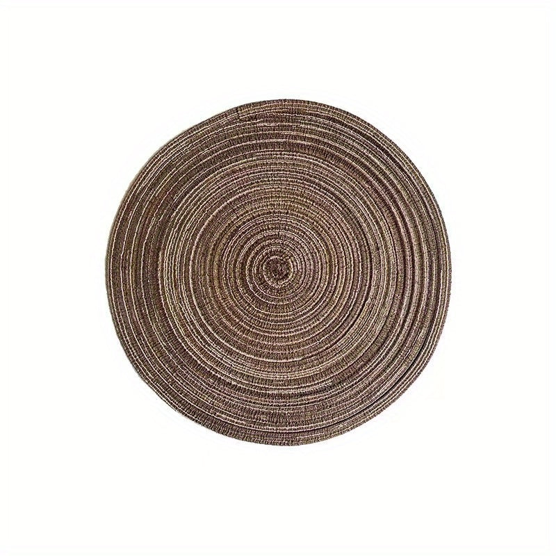 1pc Round Plastic Placemats Solid Fabric Table Mat Heat Insulat
