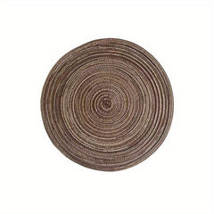 1pc Round Plastic Placemats Solid Fabric Table Mat Heat Insulat