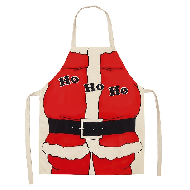 Linen Christmas Apron Unisex Adjustable Cooking Apron