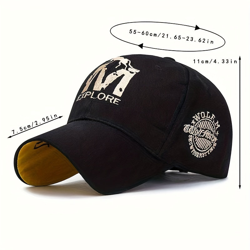 Unisex Breathable Baseball Cap with M Letter Embroidery