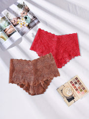 2 Pack Women's Plus Floral Lace Seamless Underwear Set