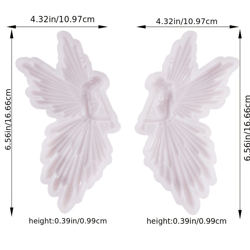 2PCS Christmas Resin Silicone Molds Fairy Angel Girls Ornaments Pendant