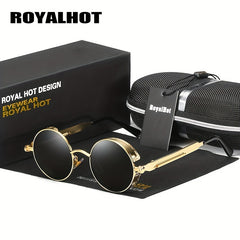 RoyalHot Men's Polarized Round Frame Vintage Sunglasses