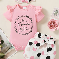 Newborn Infant Letter Bodysuit & Polka Dot Shorts Set