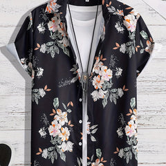 Hawaiian Flower Print Men's Casual Short Sleeve Shirt