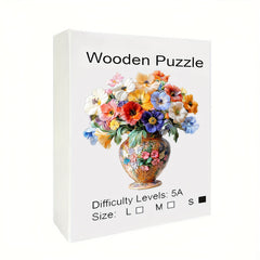 Floral Parrot Wooden Puzzle Colorful Animal Shapes Art Toy in Box