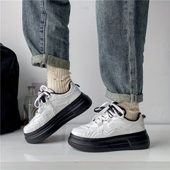Women's Platform Skate Shoes Round Toe Lace Up Low Top Sneakers