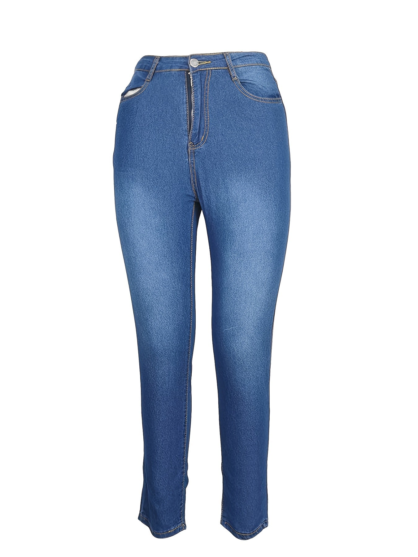 Women's Stretch Skinny Jeans Button Fly Denim Pants