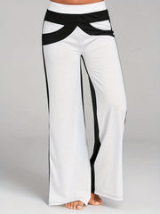 Colorblock Patchwork Wide Leg Pants Spring & Fall Women's Clothing