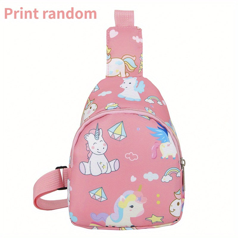 Girls Cartoon Dinosaur And Unicorn Crossbody Bag Coin Purse Zipper Adjustable