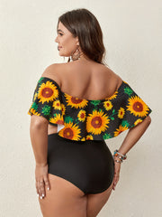 Sunflower Off Shoulder Ruffle Bikini Set