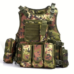 Camouflage Combat Training Vest - Adjustable Outdoor Tactical Vest Kit
