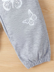 Girls Butterfly Graphic Sweatpants Elastic Waist Joggers