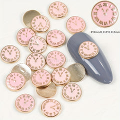 10pcs Alloy Clock Nail Art Charms Flat Back DIY Nail Salon Accessories