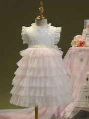 Girls' Sequins & Tiered Princess Dress for Summer