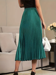 Pleated Elastic Waist Skirt for Women