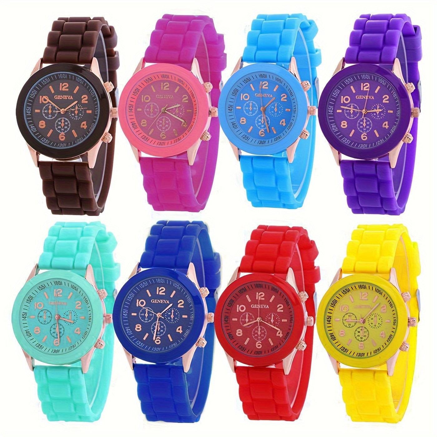 Quartz Watch with Triple Dial and Silicone Band